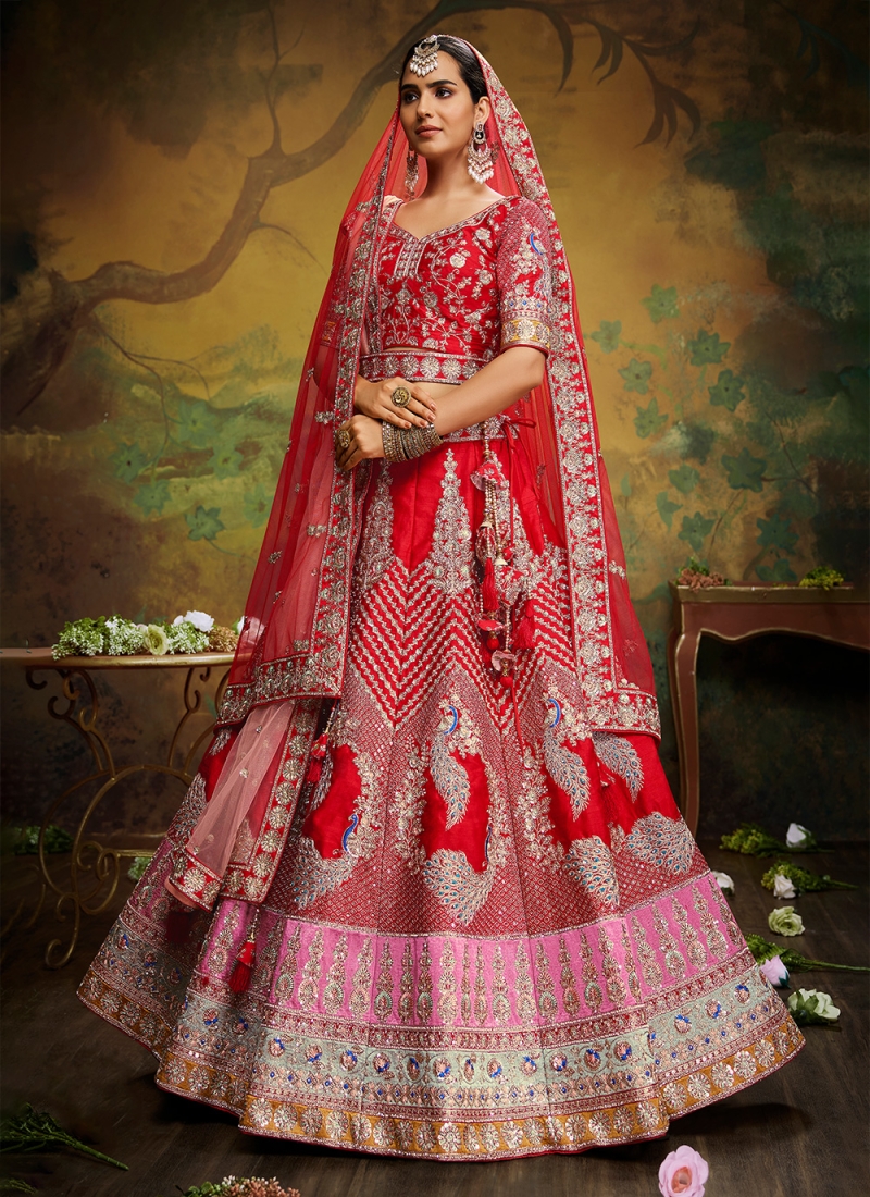 Winsome Stone Silk Red Designer Lehenga Choli