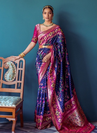 Woven Banarasi Silk Saree in Blue