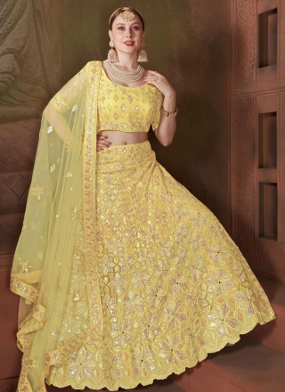 Yellow Net Trendy Lehenga Choli