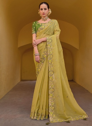 Yellow Silk Trendy Saree