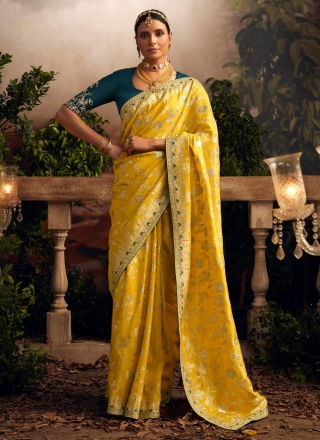 Yellow Silk Weaving Designer Saree